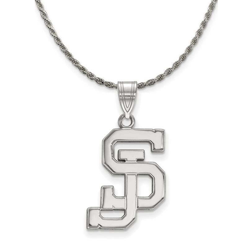 Sterling Silver San Jose State Large Pendant Necklace - 20 Inch